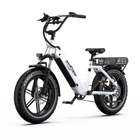 Bicicleta Elétrica ONESPORT OT08 - Motor 500W Bateria 48V18AH Pneus De 20 Polegadas Travões Disco - Branco