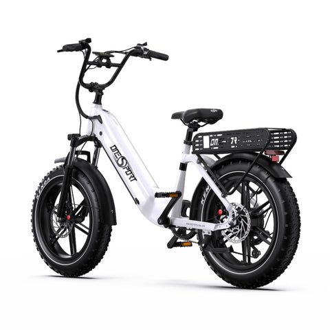 Bicicleta Elétrica ONESPORT OT08 - Motor 500W Bateria 48V18AH Pneus De 20 Polegadas Travões Disco - Branco
