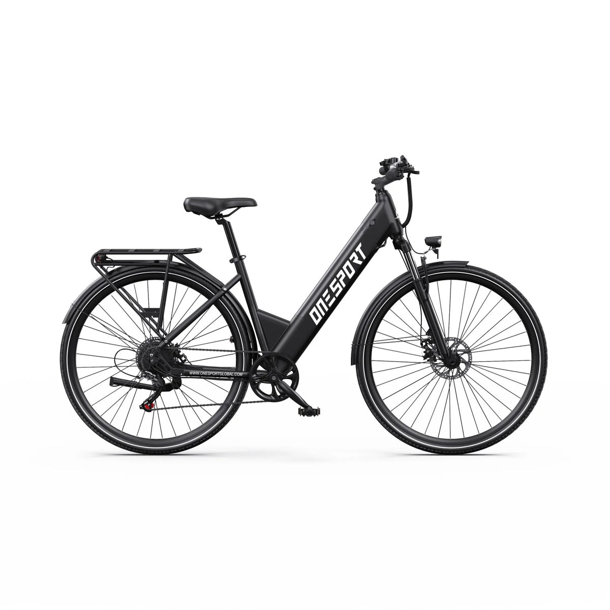 ONESPORT OT12 Bicicleta Elétrica - Motor 250W Bateria 36V13AH Rodas 27.5'' Freio a Cabo - Cinza