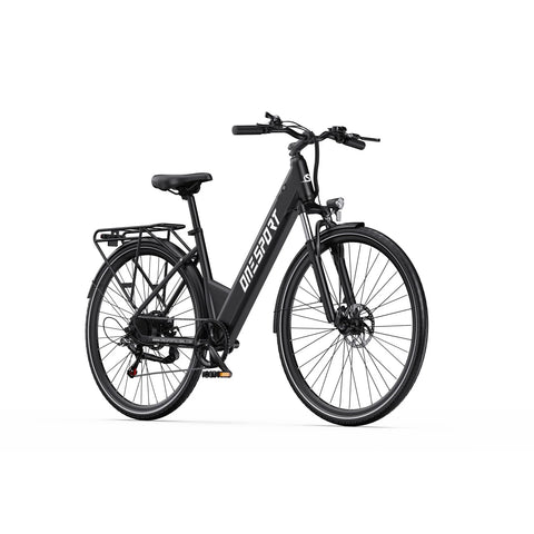 ONESPORT OT12 Bicicleta Elétrica - Motor 250W Bateria 36V13AH Rodas 27.5'' Freio a Cabo - Cinza