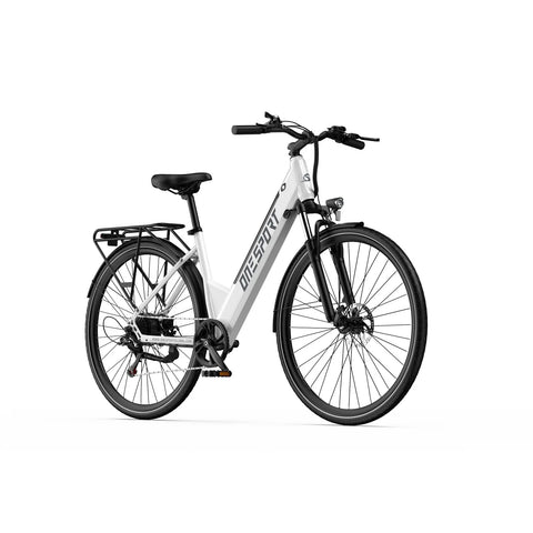 ONESPORT OT12 Bicicleta Elétrica - Motor 250W Bateria 36V13AH Rodas 27.5'' Freio a Cabo - Branca