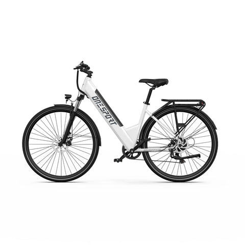 ONESPORT OT12 Bicicleta Elétrica - Motor 250W Bateria 36V13AH Rodas 27.5'' Freio a Cabo - Branca