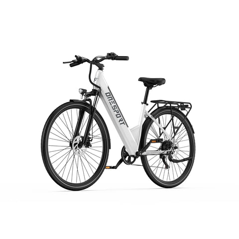 ONESPORT OT12 Bicicleta Elétrica - Motor 250W Bateria 36V13AH Rodas 27.5'' Freio a Cabo - Branca