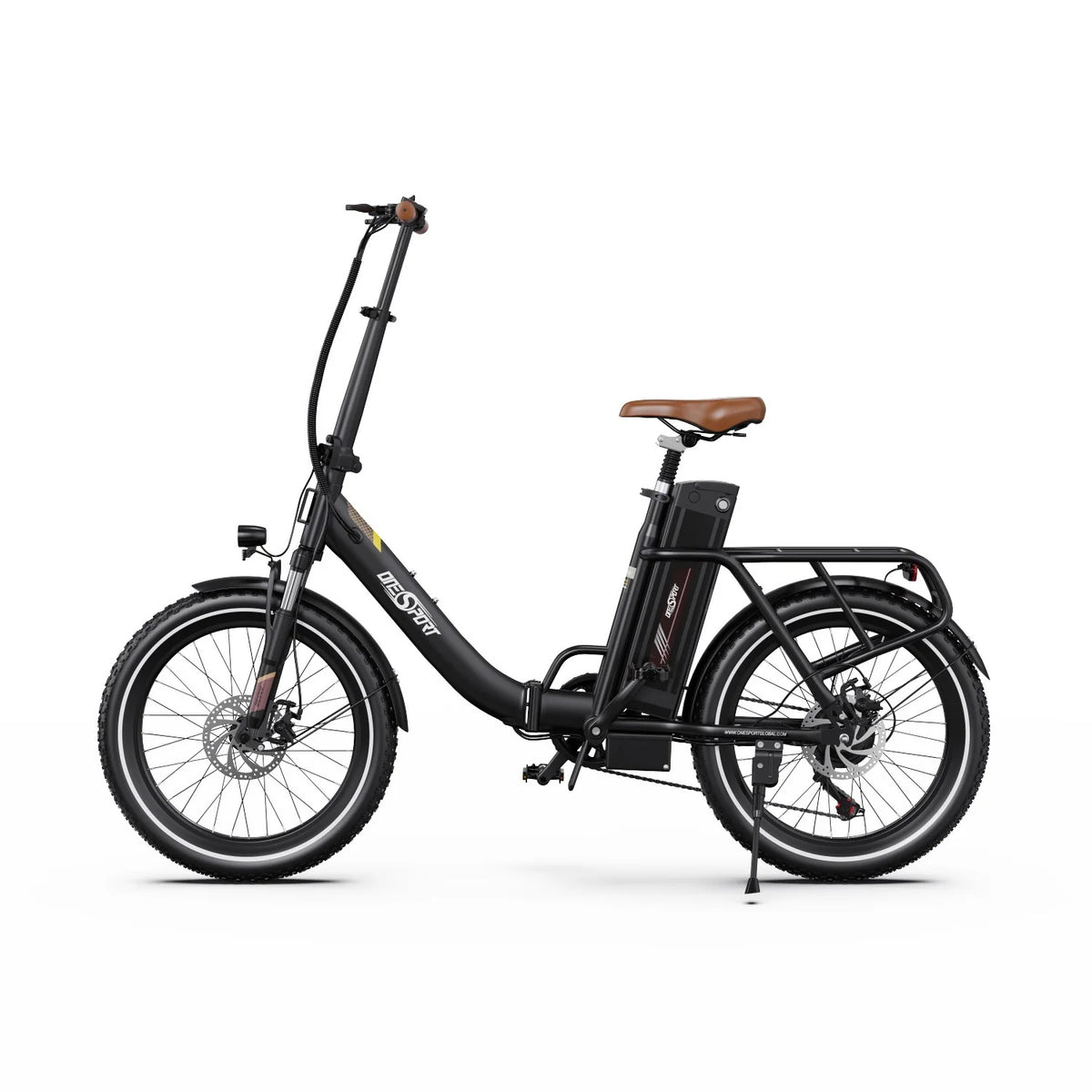 ONESPORT OT16-2 E-Bike Motor 250W Bateria 48V17AH Pneus de 20" Bicicleta Elétrica Travão de disco mecânico - Preto castanho