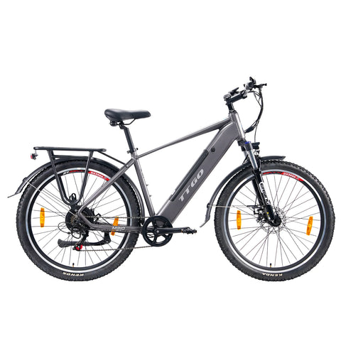 Bicicleta Elétrica TTGO M310 - Motor 500W Bateria 48V15AH Rodas de 27,5" Polegadas Travão de Disco - Cinza