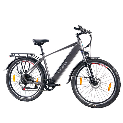 Bicicleta Elétrica TTGO M310 - Motor 500W Bateria 48V15AH Rodas de 27,5" Polegadas Travão de Disco - Cinza
