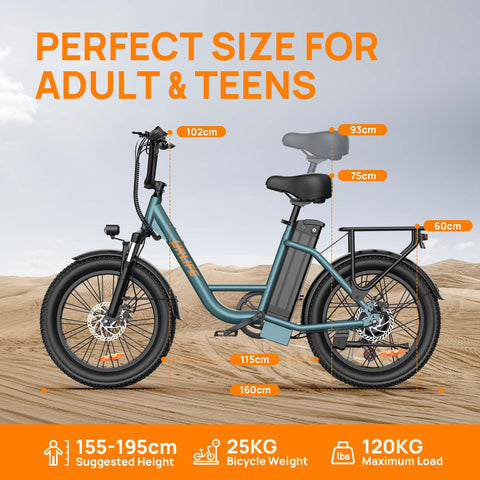 E-bike URLIFE E20 - Motor 250W Bateria 48V 13Ah Pneus de 20 Polegadas Freio a Disco - Preto