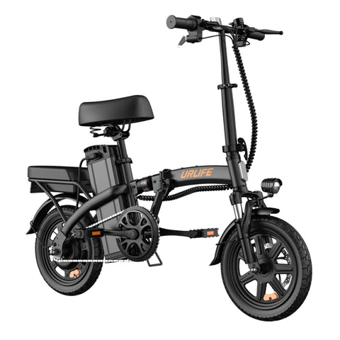 E-bike URLIFE F1L - Motor 250W Bateria 48V 7.5Ah Pneus de 14 Polegadas Disco - Preto