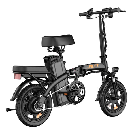 E-bike URLIFE F1L - Motor 250W Bateria 48V 7.5Ah Pneus de 14 Polegadas Disco - Preto