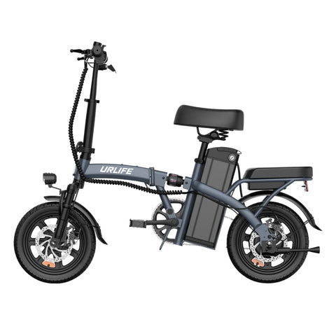 E-bike URLIFE F1L - Motor 250W Bateria 48V 7.5Ah Pneus de 14 Polegadas Disco - Cinza