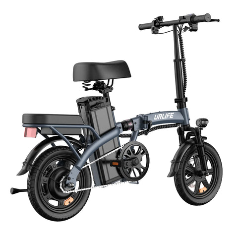 E-bike URLIFE F1L - Motor 250W Bateria 48V 7.5Ah Pneus de 14 Polegadas Disco - Cinza