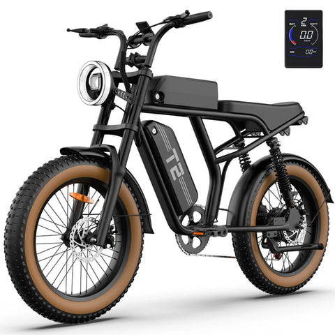 URLIFE T2 E-Bike - Motor 250W Bateria 48V 15.6Ah Travões a Disco Assistência ao Pedal - Marrom