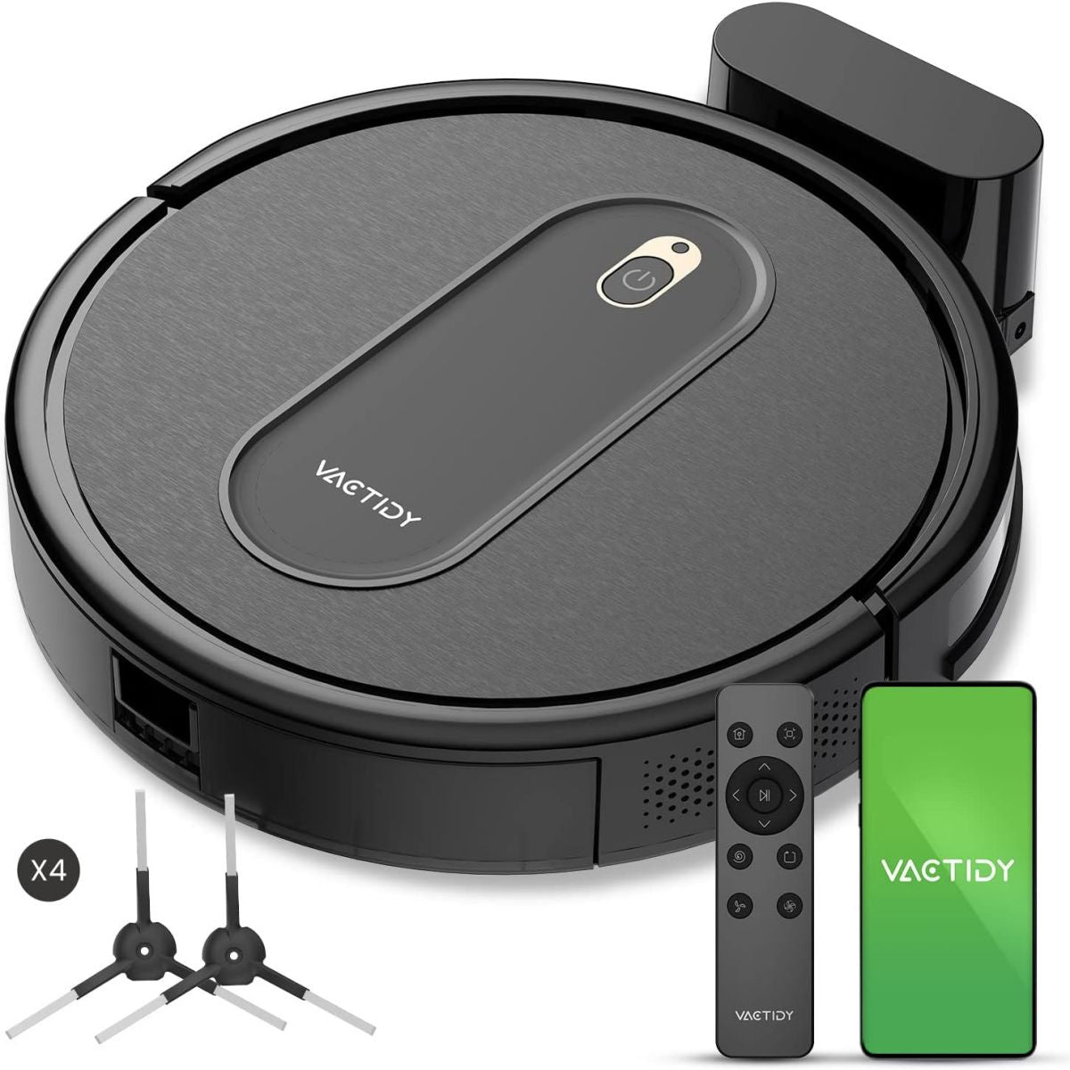 Aspirador Robótico Vactidy T6 - 2000Pa de Sucção Bateria de 2500mAh 100 Minutos de Autonomia-Preto