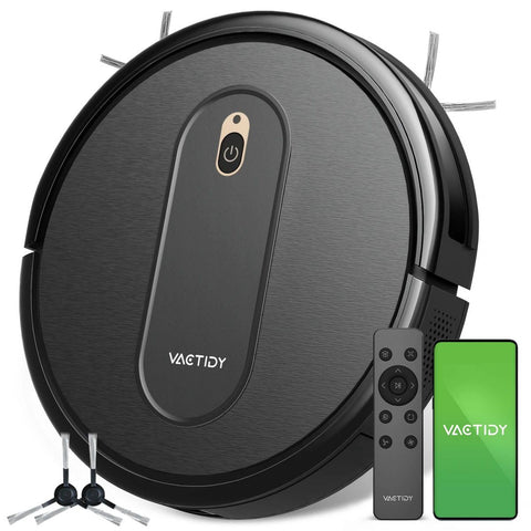 Aspirador Robótico Vactidy T6 - 2000Pa de Sucção Bateria de 2500mAh 100 Minutos de Autonomia-Preto