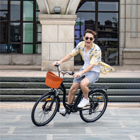 DYU C6 Bicicleta Elétrica - Potência 350W Bateria 36V12.5Ah Autonomia 40KM Freio a Disco - Preto