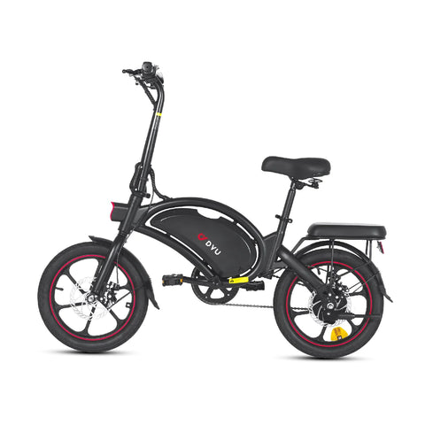 DYU D16 Bicicleta Elétrica - Potência 250W Bateria 36V6Ah Autonomia 30KM Freio a Disco - Preto