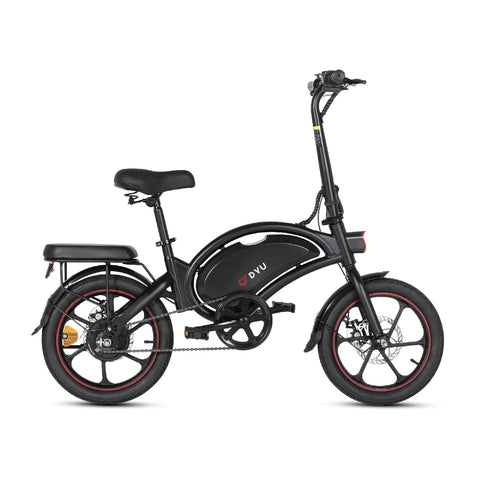 DYU D16 Bicicleta Elétrica - Potência 250W Bateria 36V6Ah Autonomia 30KM Freio a Disco - Preto