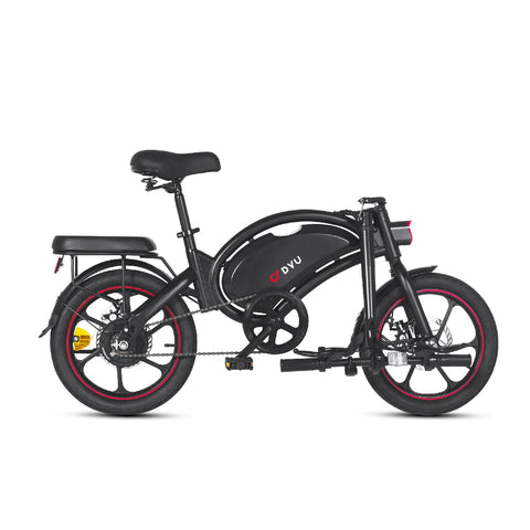 DYU D16 Bicicleta Elétrica - Potência 250W Bateria 36V6Ah Autonomia 30KM Freio a Disco - Preto