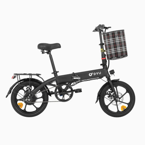 DYU A1F PRO Bicicleta Elétrica - Potência 250W Bateria 36V7.5Ah Autonomia 30KM Freio a Disco - Preto