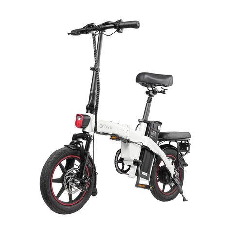 DYU A5 Bicicleta Elétrica - Potência 350W Bateria 48V7.5Ah Freio a Disco 40KM Autonomia - Branco