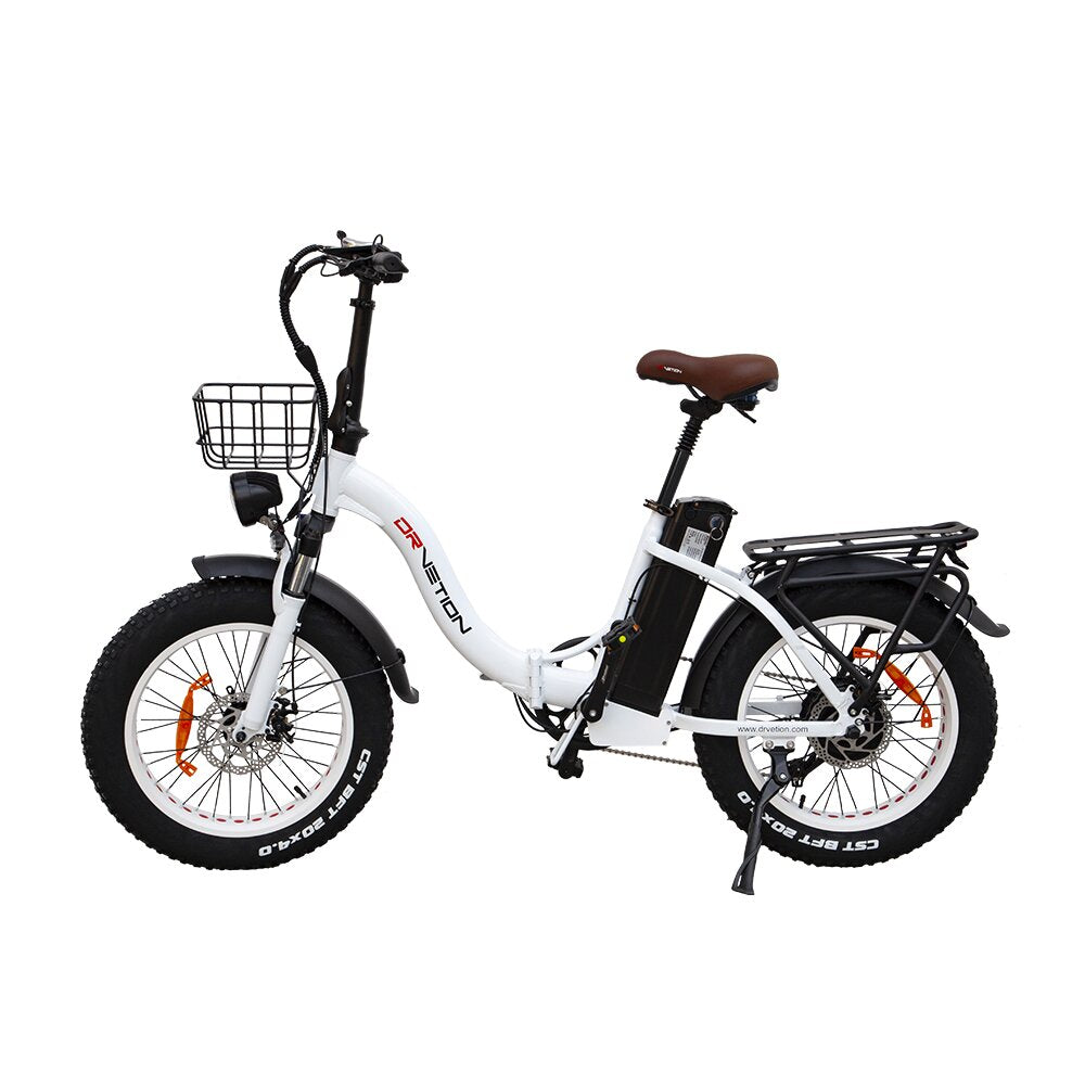 Bicicleta elétrica DrveTion CT20 - Potência 750W Bateria 48V10Ah Alcance 35-45KM Travões de Disco - Branco Pérola
