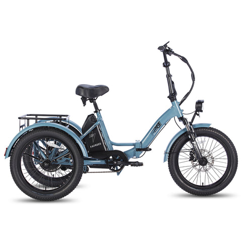 Bicicleta Elétrica FAFREES F20 Mate - Motor 500W Bateria 48V18.2AH Alcance 110KM Freio a Disco Hidráulico - Cinza Azul