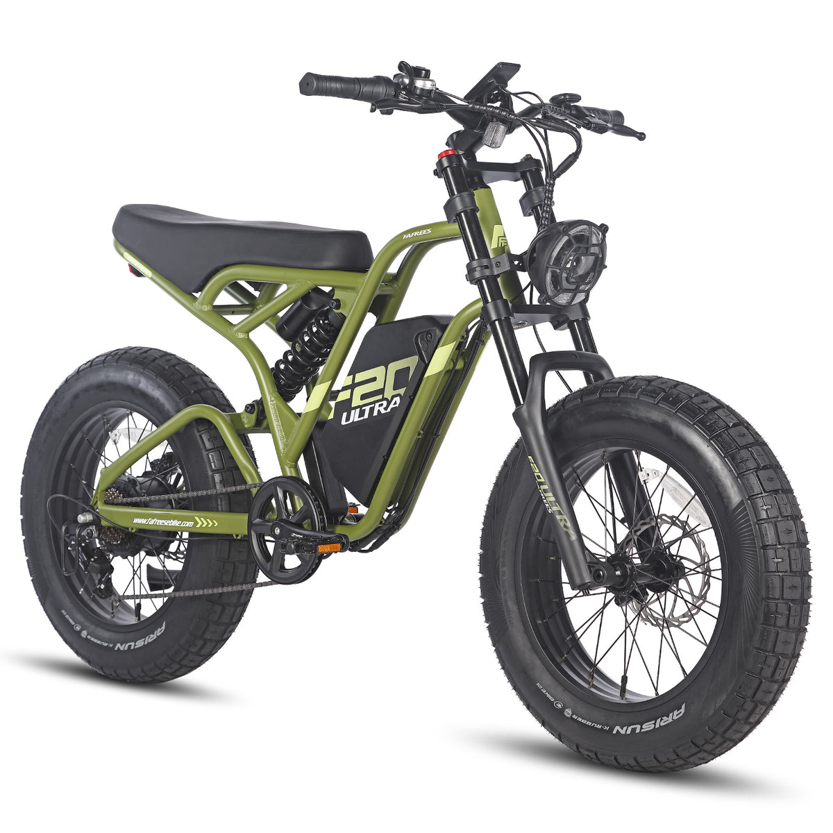 Bicicleta Elétrica FAFREES F20 Ultra - Motor 750W Bateria 48V25AH Alcance 140KM Freio a Disco Mecânico - Preto Verde