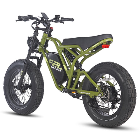 Bicicleta Elétrica FAFREES F20 Ultra - Motor 750W Bateria 48V25AH Alcance 140KM Freio a Disco Mecânico - Preto Verde