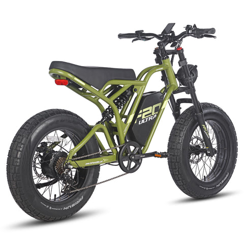 Bicicleta Elétrica FAFREES F20 Ultra - Motor 750W Bateria 48V25AH Alcance 140KM Freio a Disco Mecânico - Preto Verde