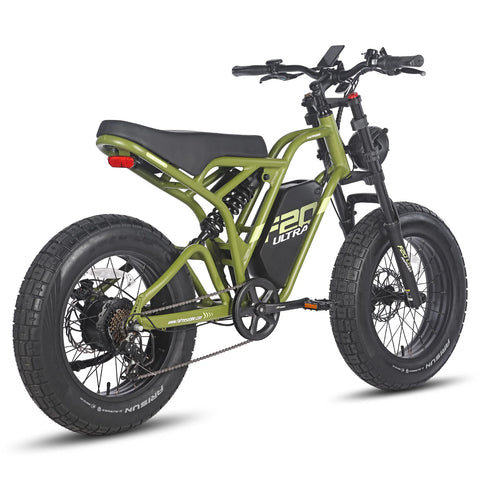 Bicicleta Elétrica FAFREES F20 Ultra - Motor 750W Bateria 48V25AH Alcance 140KM Freio a Disco Mecânico - Preto Verde