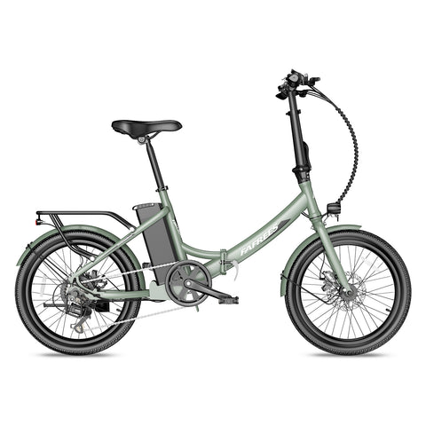 Bicicleta Elétrica FAFREES F20 Light 16.75AH - Motor 250W Bateria 36V16.75Ah Alcance 130KM Freio a Disco Mecânico - Verde Escuro