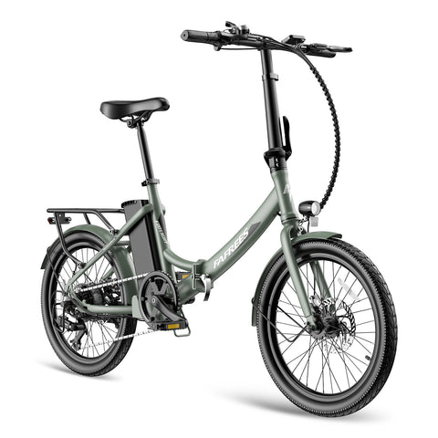 Bicicleta Elétrica FAFREES F20 Light 16.75AH - Motor 250W Bateria 36V16.75Ah Alcance 130KM Freio a Disco Mecânico - Verde Escuro