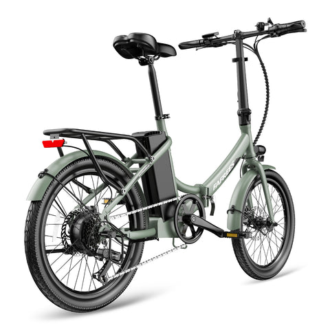 Bicicleta Elétrica FAFREES F20 Light 16.75AH - Motor 250W Bateria 36V16.75Ah Alcance 130KM Freio a Disco Mecânico - Verde Escuro