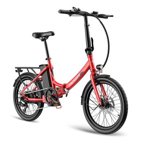 Bicicleta Elétrica FAFREES F20 Light 16.75AH - Motor 250W Bateria 36V16.75Ah Alcance 130KM Freio a Disco Mecânico - Vermelha