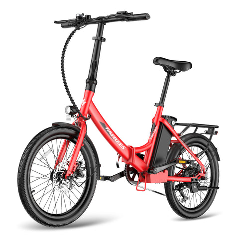 Bicicleta Elétrica FAFREES F20 Light 16.75AH - Motor 250W Bateria 36V16.75Ah Alcance 130KM Freio a Disco Mecânico - Vermelha