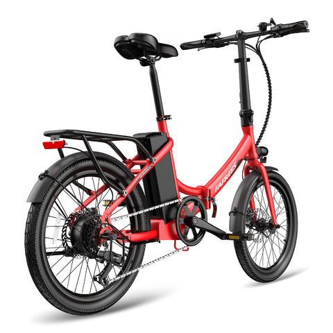 Bicicleta Elétrica FAFREES F20 Light 16.75AH - Motor 250W Bateria 36V16.75Ah Alcance 130KM Freio a Disco Mecânico - Vermelha