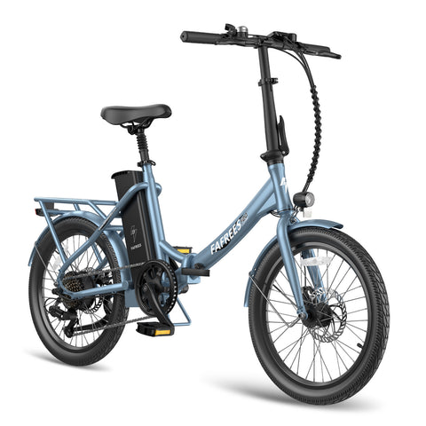 Bicicleta Elétrica FAFREES F20 Lasting - Motor 250W Bateria 36V18.2Ah Alcance 120KM Freio a Disco Mecânico - Cinza Azul