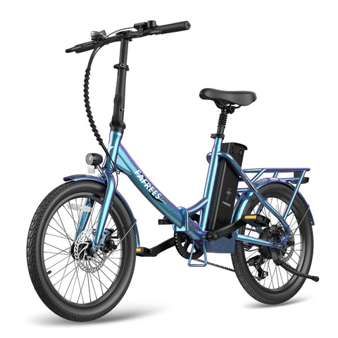 Bicicleta Elétrica FAFREES F20 Lasting - Motor 250W Bateria 36V18.2Ah Alcance 120KM Freio a Disco Mecânico - Azul Verde