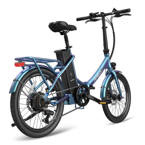 Bicicleta Elétrica FAFREES F20 Lasting - Motor 250W Bateria 36V18.2Ah Alcance 120KM Freio a Disco Mecânico - Azul Verde