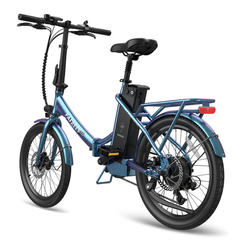 Bicicleta Elétrica FAFREES F20 Lasting - Motor 250W Bateria 36V18.2Ah Alcance 120KM Freio a Disco Mecânico - Azul Verde