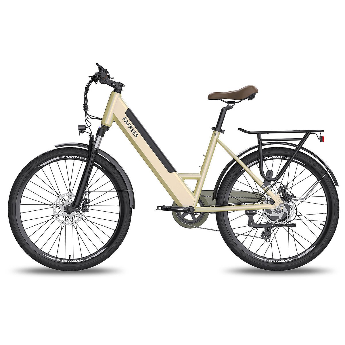 FAFREES F26 Pro 14.5AH Bicicleta Elétrica - Motor 250W Bateria 36V14.5AH Alcance 110KM Freio a Disco Mecânico - Dourado