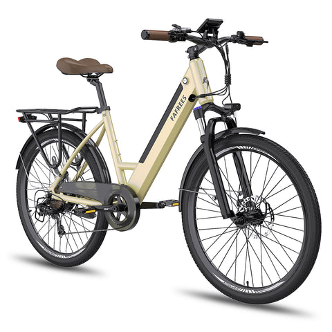 FAFREES F26 Pro 14.5AH Bicicleta Elétrica - Motor 250W Bateria 36V14.5AH Alcance 110KM Freio a Disco Mecânico - Dourado