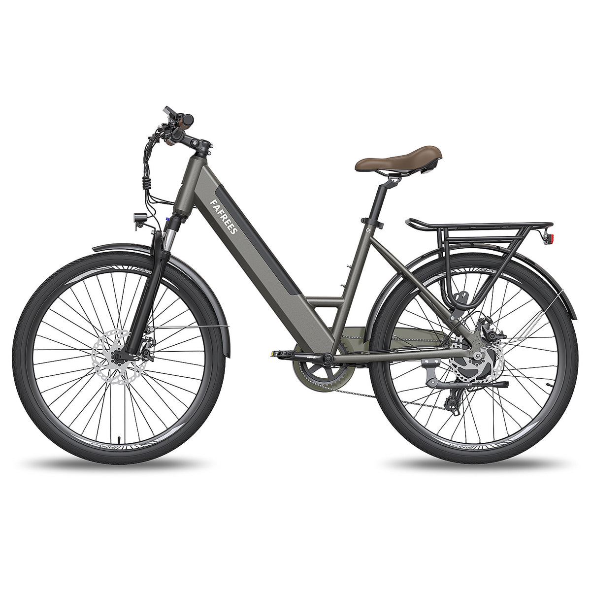 FAFREES F26 Pro 14.5AH Bicicleta Elétrica - Motor 250W Bateria 36V14.5AH Alcance 110KM Freio a Disco Mecânico - Cinza