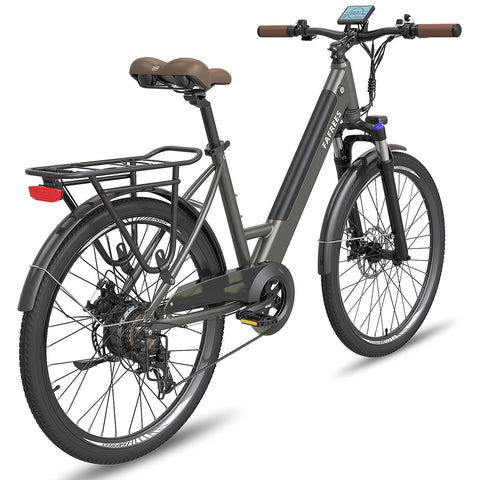 FAFREES F26 Pro 14.5AH Bicicleta Elétrica - Motor 250W Bateria 36V14.5AH Alcance 110KM Freio a Disco Mecânico - Cinza