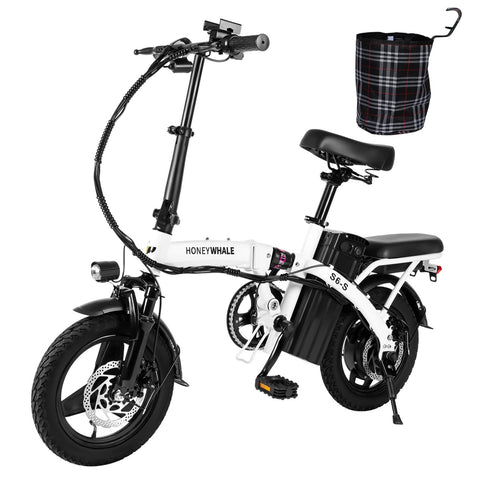 Bicicleta Elétrica Honey Whale S6-S - Potência 350W Bateria 48V10.4AH Autonomia 40KM Freios a Disco - Branco