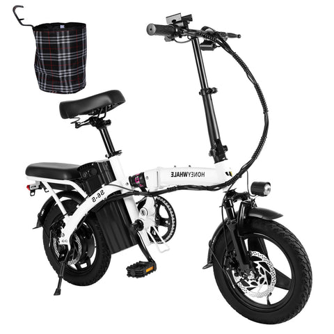 Bicicleta Elétrica Honey Whale S6-S - Potência 350W Bateria 48V10.4AH Autonomia 40KM Freios a Disco - Branco