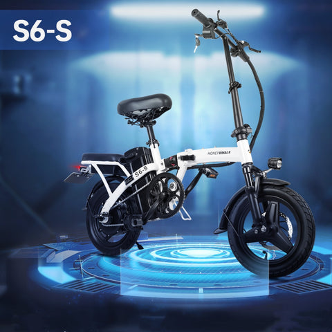 Bicicleta Elétrica Honey Whale S6-S - Potência 350W Bateria 48V10.4AH Autonomia 40KM Freios a Disco - Branco