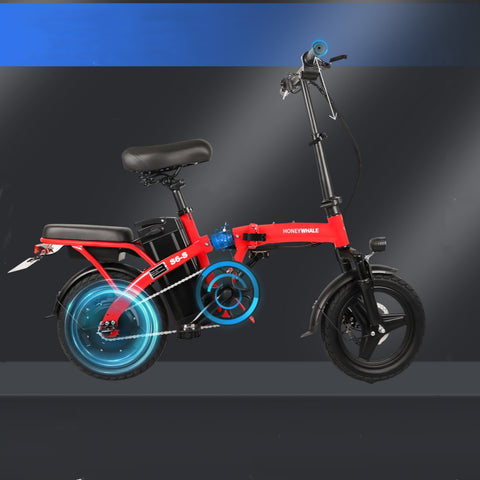 Bicicleta Elétrica Honey Whale S6-S - Potência 350W Bateria 48V10.4AH Autonomia 40KM Freios a Disco - Vermelho