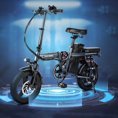 Bicicleta Elétrica Honey Whale S6 Pro-S - Potência 350W Bateria  48V15AH Autonomia 50KM Freios a Disco - Cinza