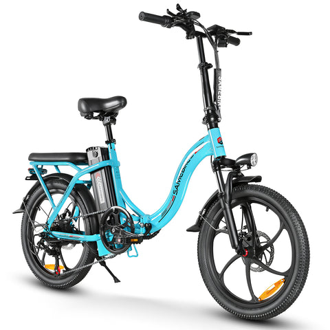 SAMEBIKE CY20-IT Bicicleta Elétrica - Motor 350W Bateria 36V13AH Autonomia 35KM Travão a Disco Mecânico - Lago Azul